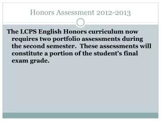 Honors Assessment 2012-2013