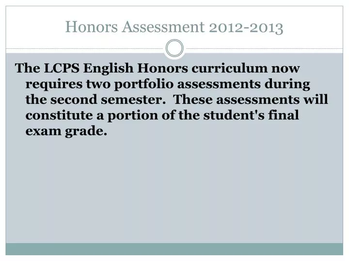 honors assessment 2012 2013