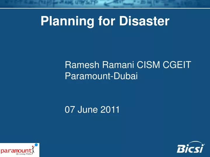 planning for disaster