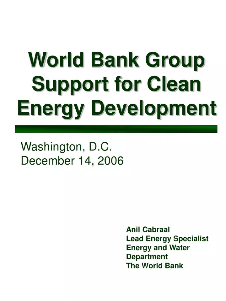 world bank group support for clean energy development