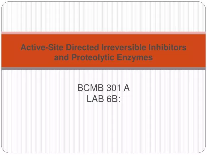 active site directed irreversible inhibitors and proteolytic enzymes bcmb 301 a lab 6b