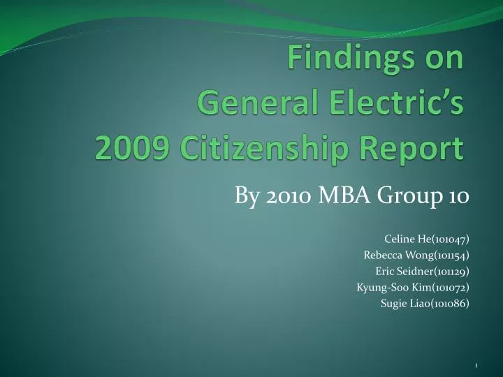 findings on general electric s 2009 citizenship report