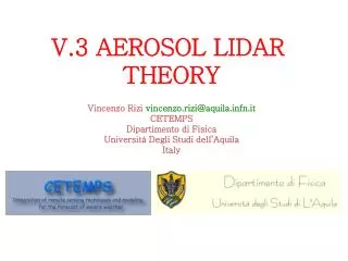 V.3 AEROSOL LIDAR THEORY