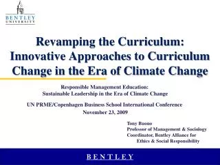 Revamping the Curriculum: Innovative Approaches to Curriculum Change in the Era of Climate Change