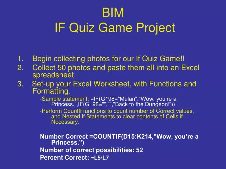 bim if quiz game project