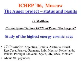 Study of the highest energy cosmic rays