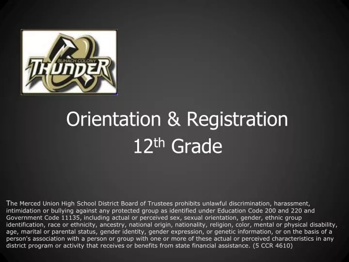 orientation registration 12 th grade