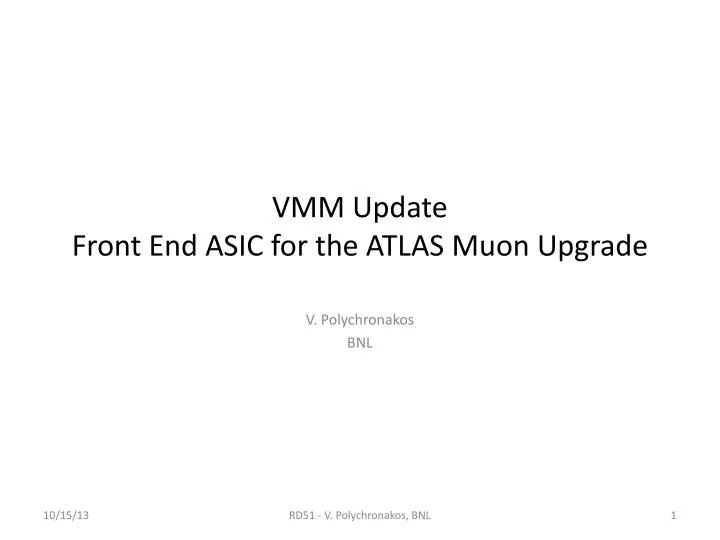 vmm update front end asic for the atlas muon upgrade