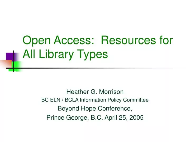 open access resources for all library types
