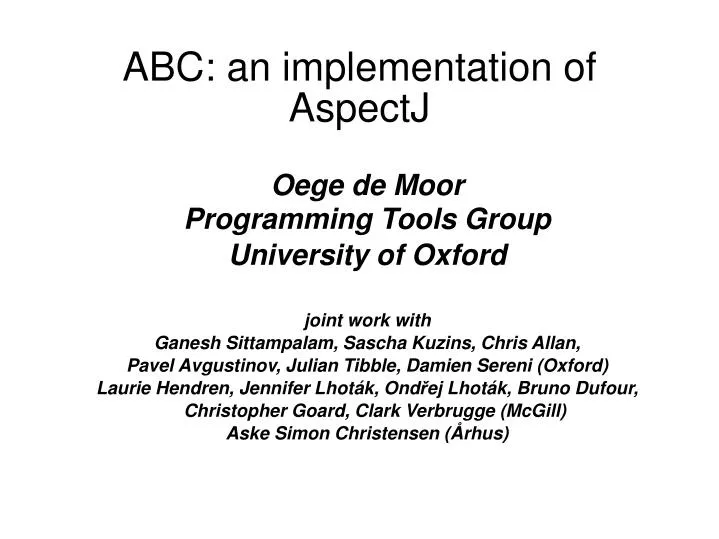 abc an implementation of aspectj