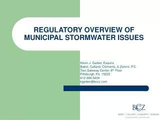 REGULATORY OVERVIEW OF MUNICIPAL STORMWATER ISSUES