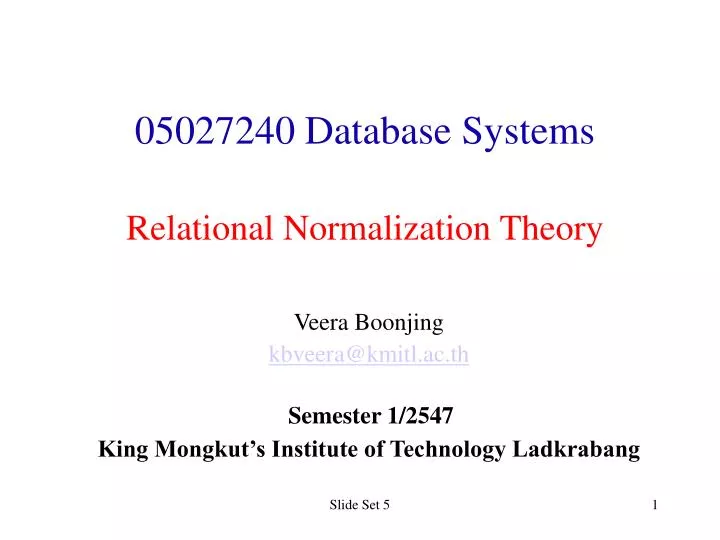 05027240 database systems relational normalization theory