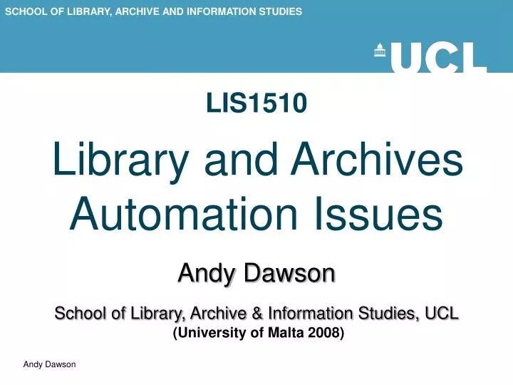 lis1510 library and archives automation issues