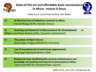 State-of-the-art and affordable basic neuroscience in Africa: Insects in focus