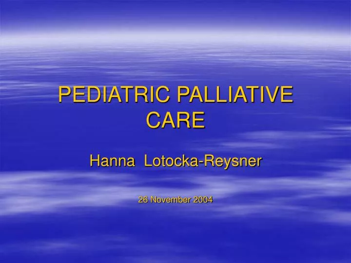 pediatric palliative care