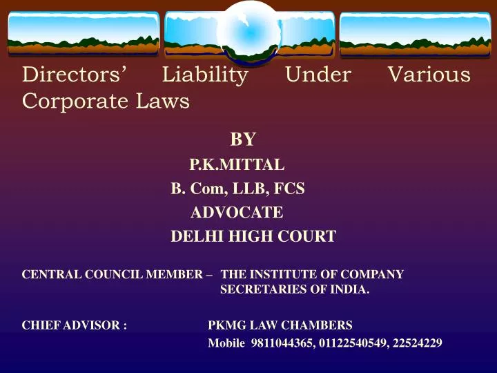 directors liability under various corporate laws