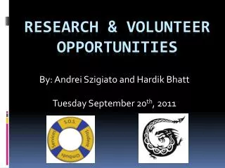 Research &amp; Volunteer Opportunities