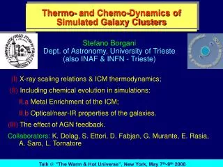 Thermo- and Chemo-Dynamics of Simulated Galaxy Clusters