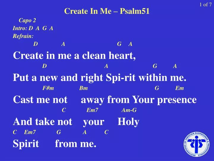 create in me psalm51