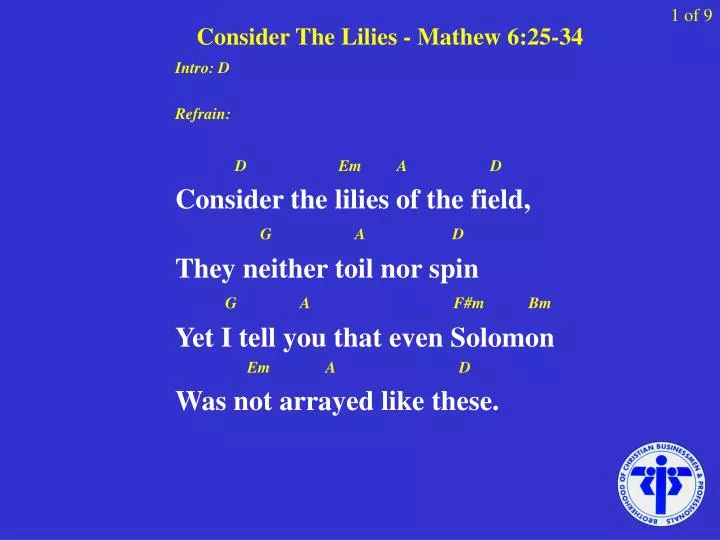 consider the lilies mathew 6 25 34
