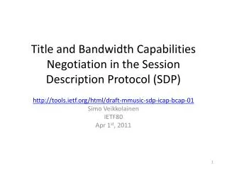 Title and Bandwidth Capabilities Negotiation in the Session Description Protocol (SDP )