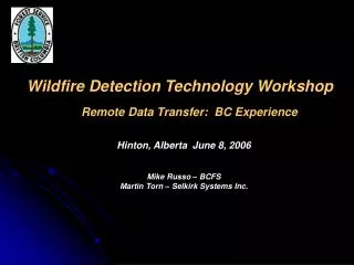 Wildfire Detection Technology Workshop