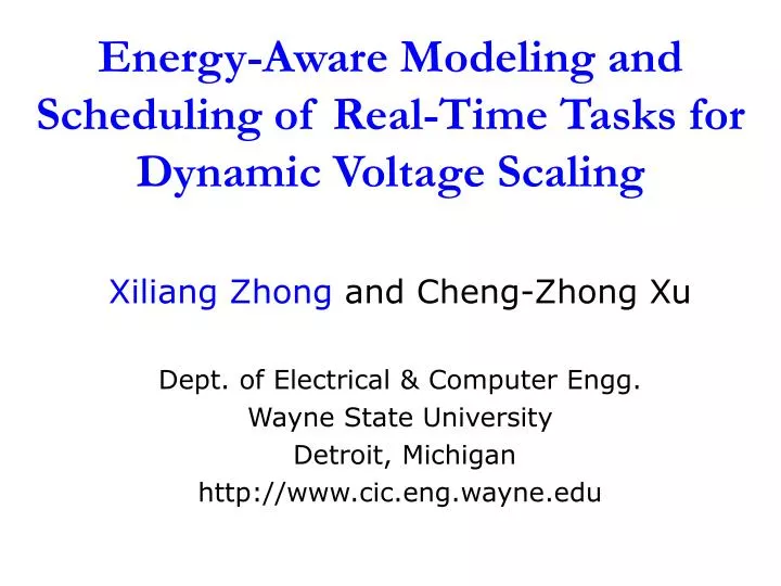 energy aware modeling and scheduling of real time tasks for dynamic voltage scaling