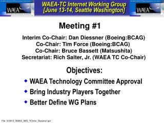 Objectives: WAEA Technology Committee Approval Bring Industry Players Together