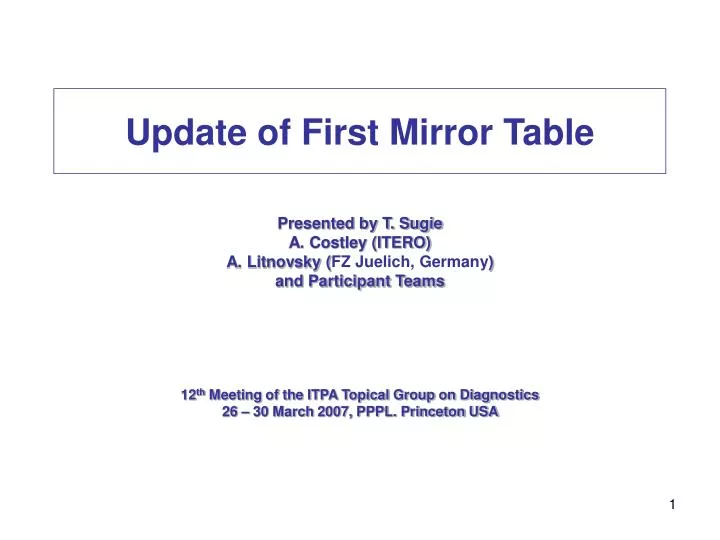 update of first mirror table