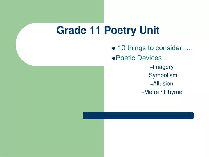 grade 11 poetry unit