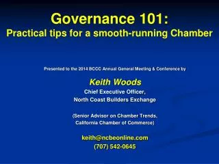 Governance 101 : Practical tips for a smooth-running Chamber