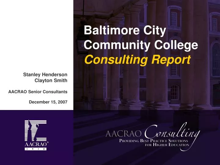 baltimore city community college consulting report