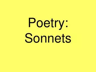 Poetry: Sonnets