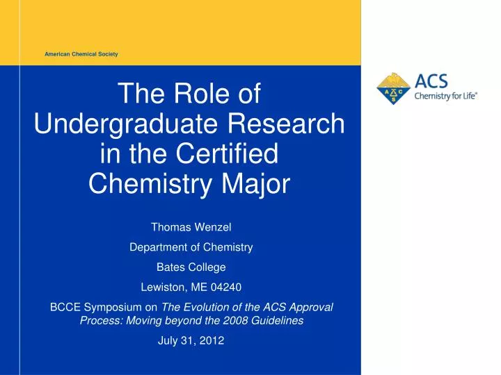 the role of undergraduate research in the certified chemistry major