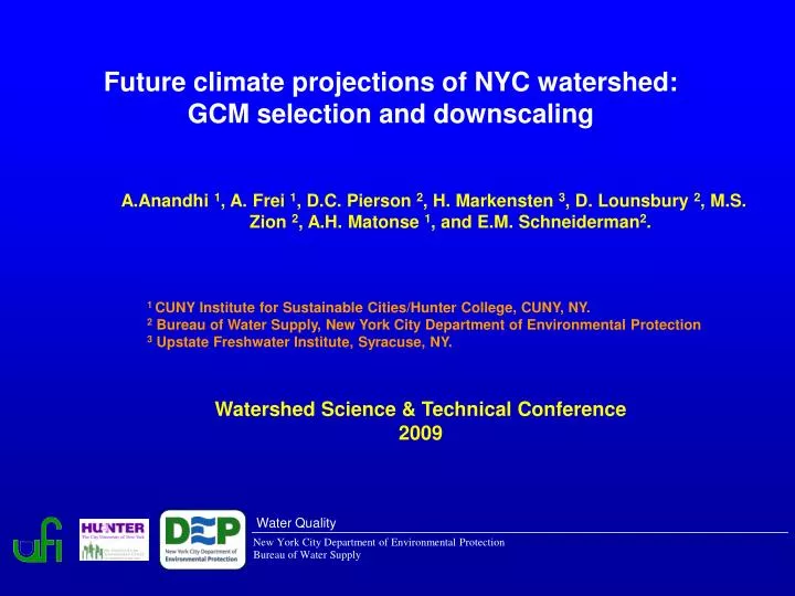 future climate projections of nyc watershed gcm selection and downscaling