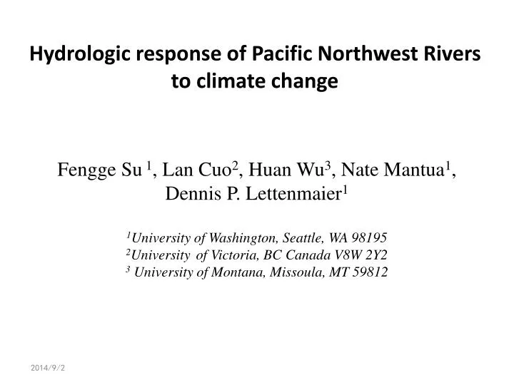 hydrologic response of pacific northwest rivers to climate change
