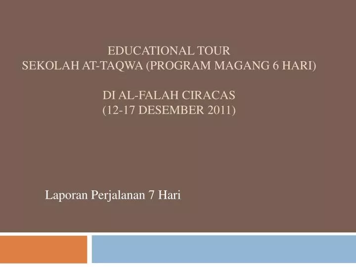 educational tour sekolah at taqwa program magang 6 hari di al falah ciracas 12 17 desember 2011