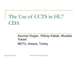 The Use of CCTS in HL7 CDA