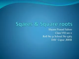 Sqares &amp; Square roots