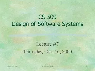 CS 509 Design of Software Systems