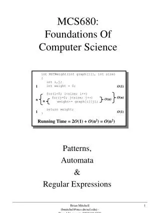 MCS680: Foundations Of Computer Science