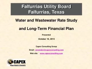 Water and Wastewater Rate Study and Long-Term Financial Plan Presented October 10, 2013