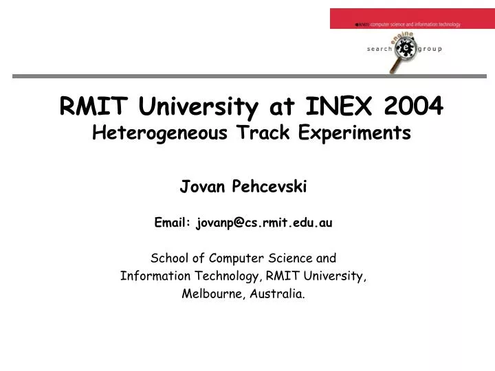 rmit university at inex 2004 heterogeneous track experiments