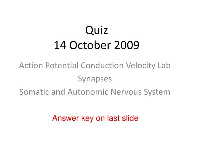 quiz 14 october 2009