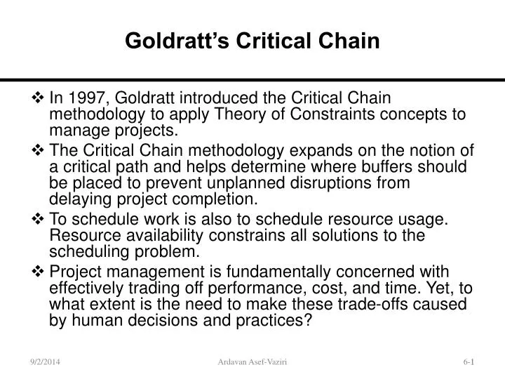 goldratt s critical chain