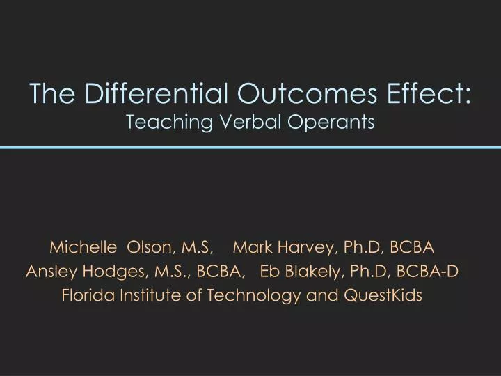 the differential outcomes effect teaching verbal operants