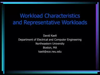 Workload Characteristics and Representative Workloads