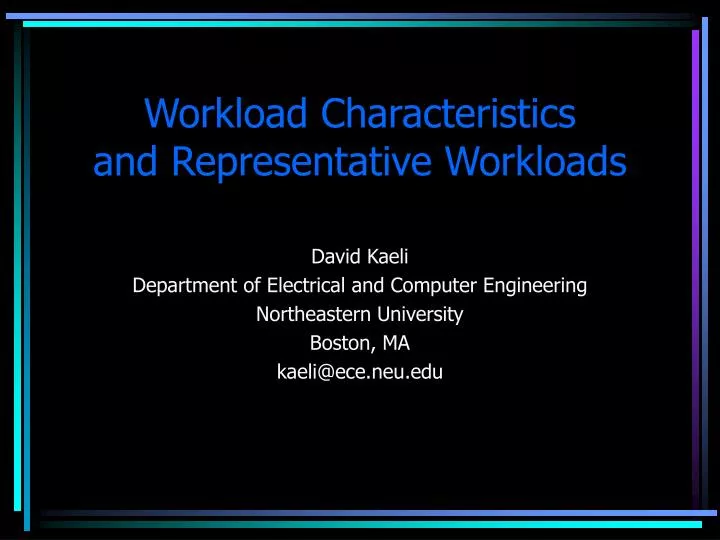 workload characteristics and representative workloads