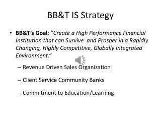 BB&amp;T IS Strategy