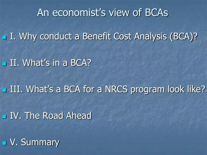 an economist s view of bcas